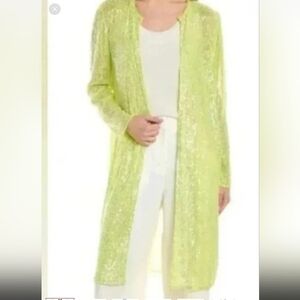Anne Klein Women's Green Sequin Long Sleeve Cardigan Size Medium